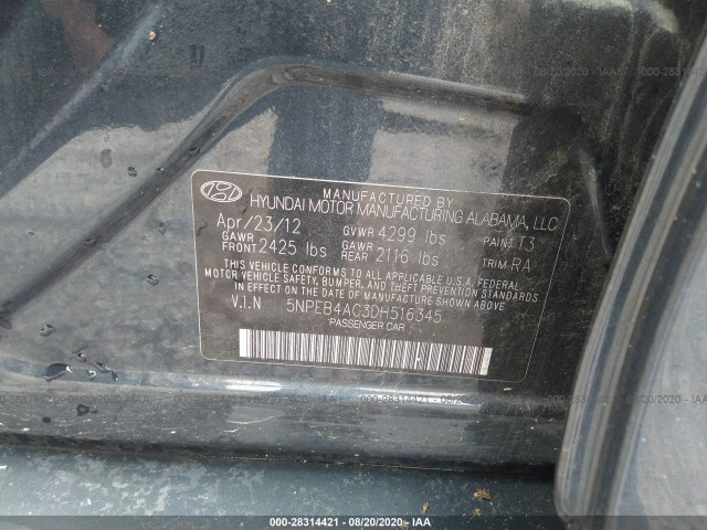 Photo 8 VIN: 5NPEB4AC3DH516345 - HYUNDAI SONATA 