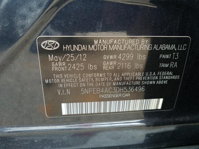 Photo 9 VIN: 5NPEB4AC3DH536496 - HYUNDAI SONATA GLS 