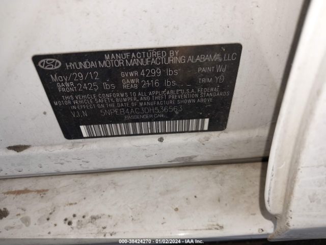 Photo 8 VIN: 5NPEB4AC3DH536563 - HYUNDAI SONATA 