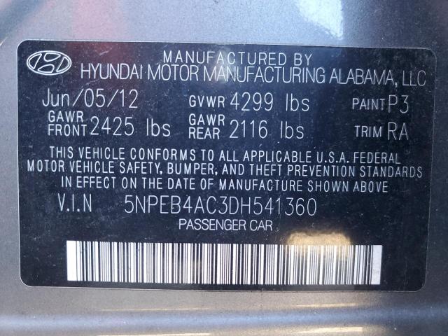 Photo 12 VIN: 5NPEB4AC3DH541360 - HYUNDAI SONATA 