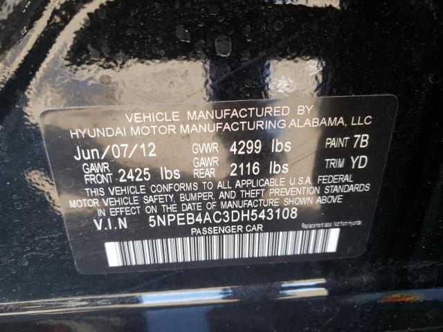 Photo 9 VIN: 5NPEB4AC3DH543108 - HYUNDAI SONATA GLS 