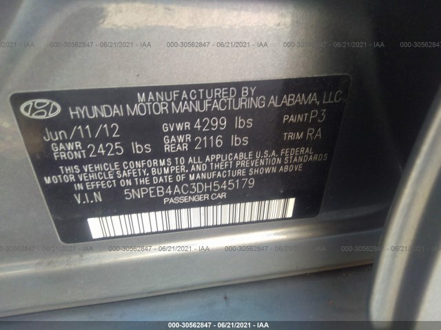 Photo 8 VIN: 5NPEB4AC3DH545179 - HYUNDAI SONATA 