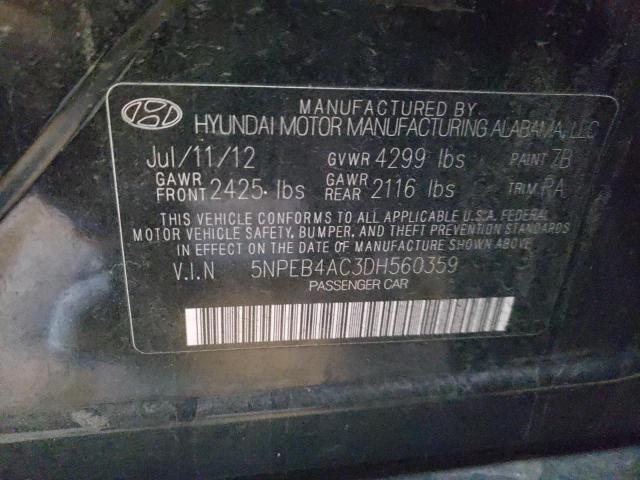 Photo 9 VIN: 5NPEB4AC3DH560359 - HYUNDAI SONATA GLS 