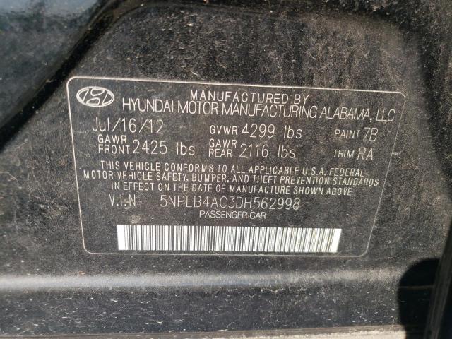 Photo 11 VIN: 5NPEB4AC3DH562998 - HYUNDAI SONATA GLS 