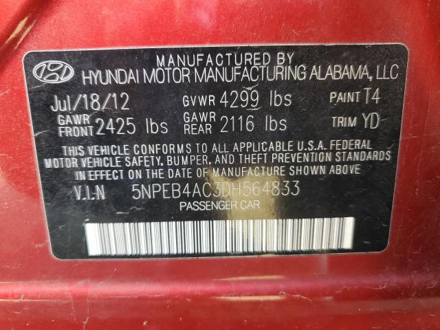 Photo 9 VIN: 5NPEB4AC3DH564833 - HYUNDAI SONATA GLS 