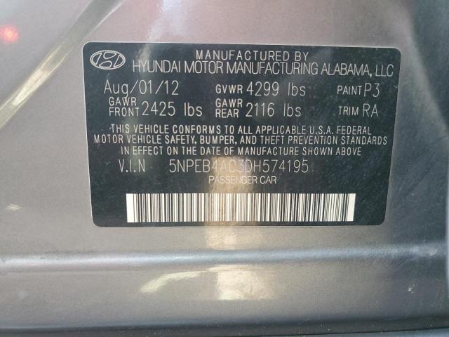 Photo 11 VIN: 5NPEB4AC3DH574195 - HYUNDAI SONATA 