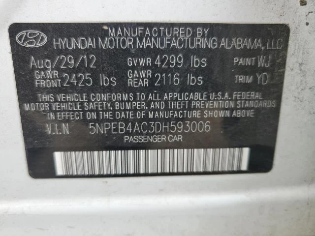 Photo 11 VIN: 5NPEB4AC3DH593006 - HYUNDAI SONATA GLS 