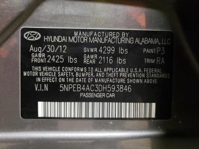 Photo 9 VIN: 5NPEB4AC3DH593846 - HYUNDAI SONATA GLS 