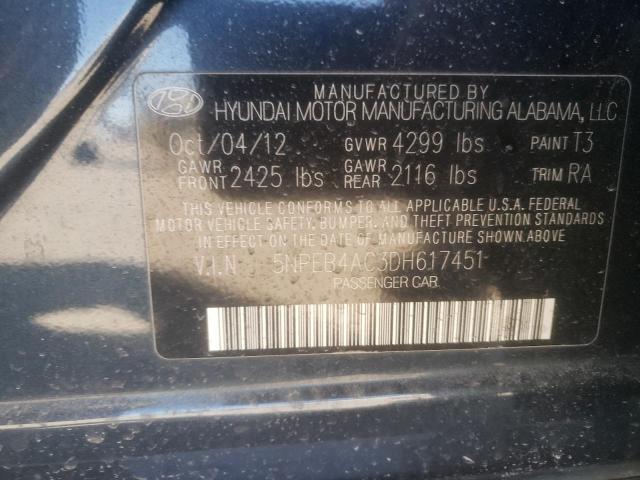 Photo 9 VIN: 5NPEB4AC3DH617451 - HYUNDAI SONATA GLS 