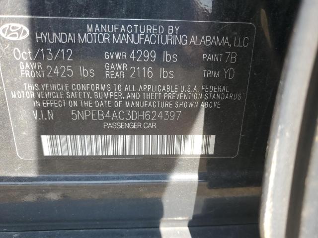 Photo 11 VIN: 5NPEB4AC3DH624397 - HYUNDAI SONATA GLS 