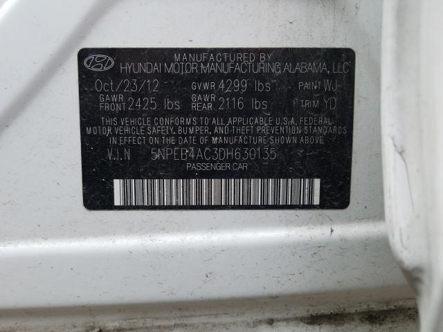 Photo 9 VIN: 5NPEB4AC3DH630135 - HYUNDAI SONATA GLS 