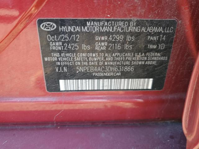 Photo 12 VIN: 5NPEB4AC3DH631866 - HYUNDAI SONATA GLS 