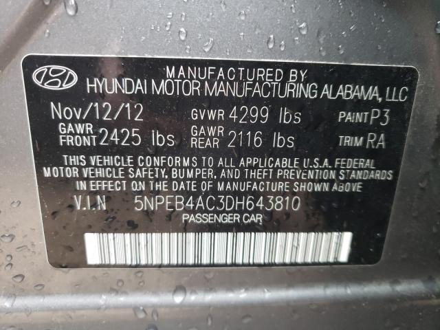 Photo 9 VIN: 5NPEB4AC3DH643810 - HYUNDAI SONATA GLS 