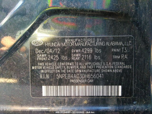 Photo 8 VIN: 5NPEB4AC3DH656041 - HYUNDAI SONATA 