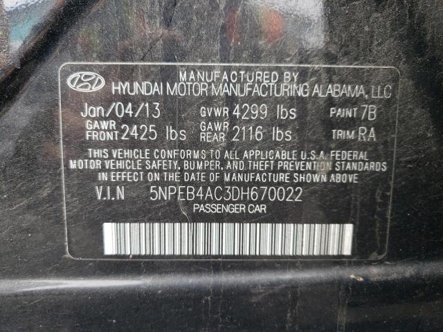 Photo 11 VIN: 5NPEB4AC3DH670022 - HYUNDAI SONATA 