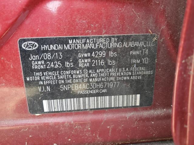 Photo 11 VIN: 5NPEB4AC3DH671977 - HYUNDAI SONATA GLS 