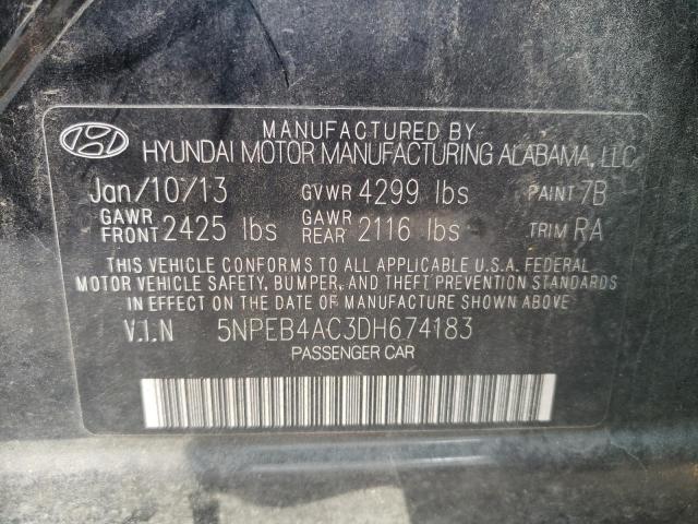 Photo 9 VIN: 5NPEB4AC3DH674183 - HYUNDAI SONATA GLS 