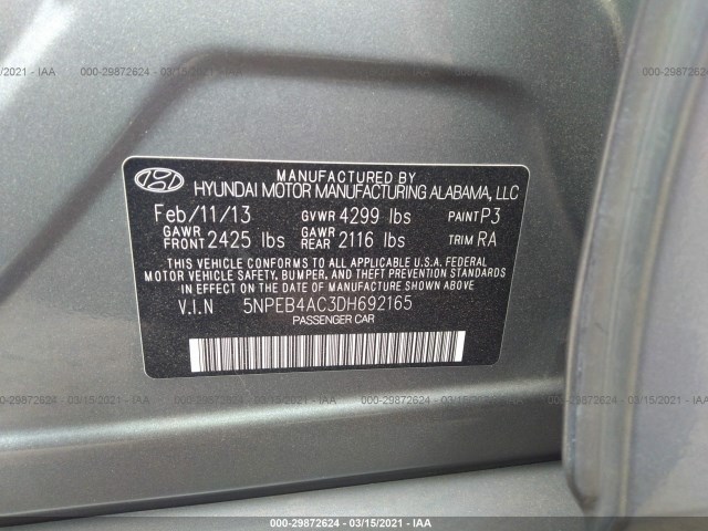 Photo 8 VIN: 5NPEB4AC3DH692165 - HYUNDAI SONATA 