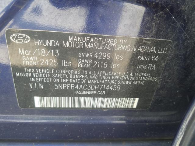 Photo 9 VIN: 5NPEB4AC3DH714455 - HYUNDAI SONATA GLS 