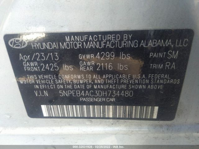 Photo 8 VIN: 5NPEB4AC3DH734480 - HYUNDAI SONATA 