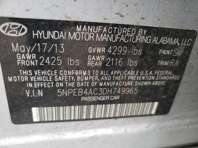 Photo 9 VIN: 5NPEB4AC3DH749965 - HYUNDAI SONATA GLS 