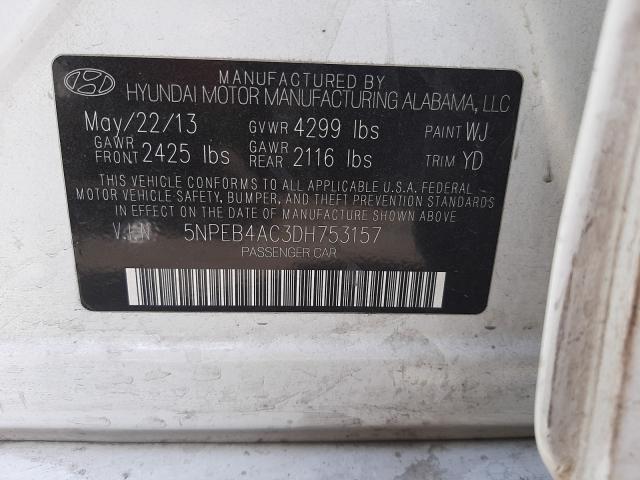 Photo 9 VIN: 5NPEB4AC3DH753157 - HYUNDAI SONATA GLS 