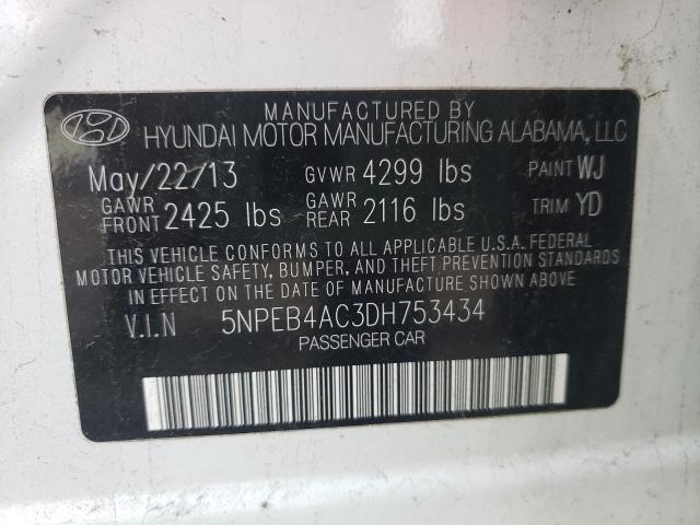 Photo 9 VIN: 5NPEB4AC3DH753434 - HYUNDAI SONATA GLS 