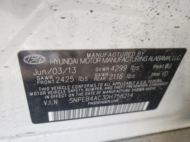 Photo 9 VIN: 5NPEB4AC3DH758214 - HYUNDAI SONATA GLS 