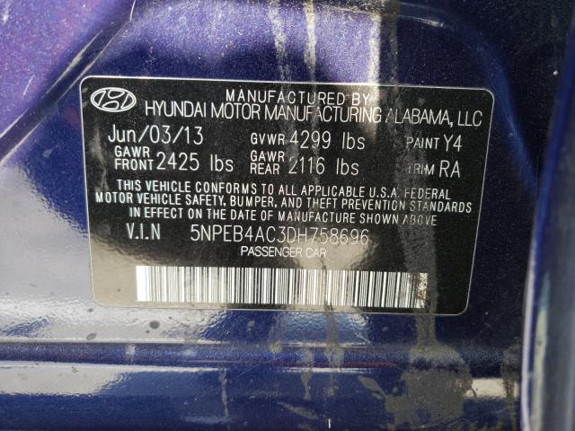 Photo 9 VIN: 5NPEB4AC3DH758696 - HYUNDAI SONATA GLS 