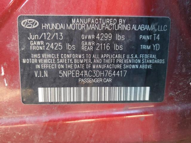 Photo 12 VIN: 5NPEB4AC3DH764417 - HYUNDAI SONATA GLS 