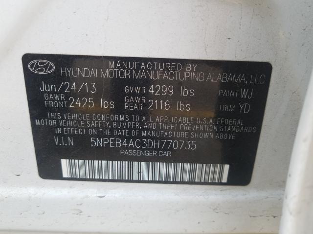 Photo 9 VIN: 5NPEB4AC3DH770735 - HYUNDAI SONATA GLS 