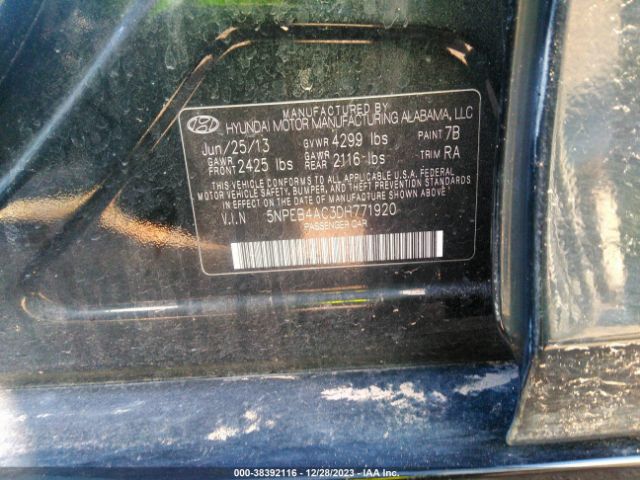 Photo 8 VIN: 5NPEB4AC3DH771920 - HYUNDAI SONATA 