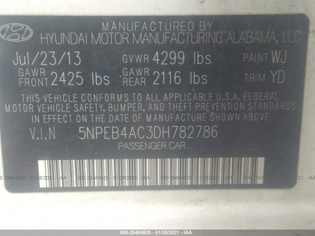 Photo 8 VIN: 5NPEB4AC3DH782786 - HYUNDAI SONATA 