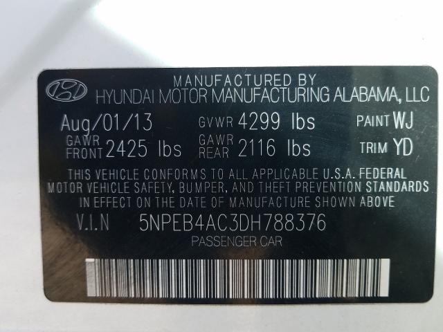 Photo 9 VIN: 5NPEB4AC3DH788376 - HYUNDAI SONATA GLS 