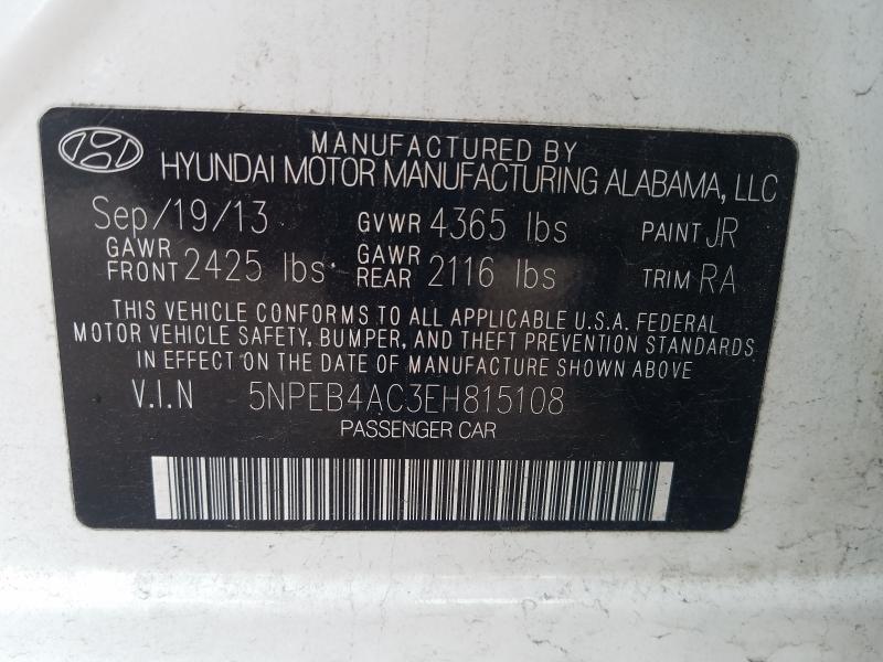 Photo 9 VIN: 5NPEB4AC3EH815108 - HYUNDAI SONATA GLS 