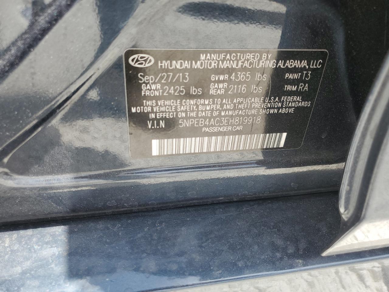 Photo 12 VIN: 5NPEB4AC3EH819918 - HYUNDAI SONATA 