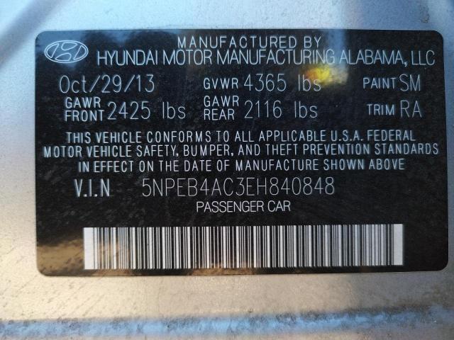 Photo 9 VIN: 5NPEB4AC3EH840848 - HYUNDAI SONATA GLS 