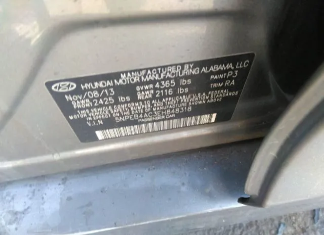 Photo 8 VIN: 5NPEB4AC3EH848318 - HYUNDAI SONATA 