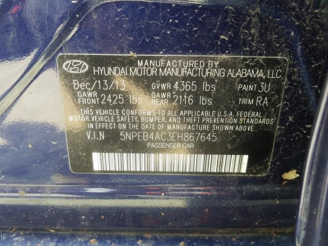 Photo 9 VIN: 5NPEB4AC3EH867645 - HYUNDAI SONATA GLS 