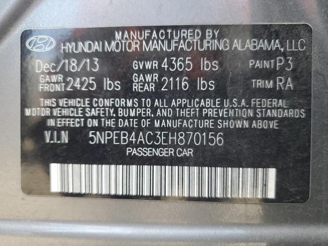 Photo 11 VIN: 5NPEB4AC3EH870156 - HYUNDAI SONATA GLS 