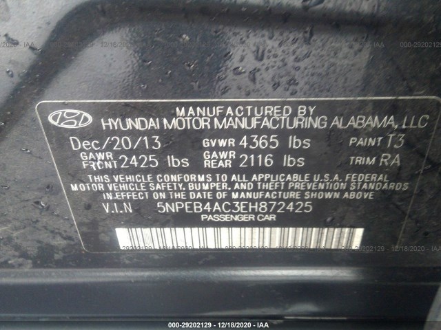 Photo 8 VIN: 5NPEB4AC3EH872425 - HYUNDAI SONATA 