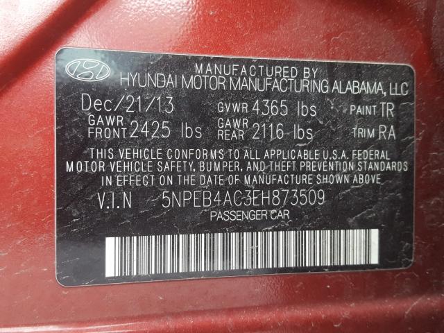 Photo 9 VIN: 5NPEB4AC3EH873509 - HYUNDAI SONATA GLS 