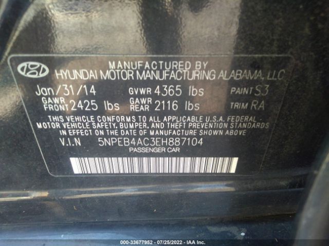 Photo 8 VIN: 5NPEB4AC3EH887104 - HYUNDAI SONATA 