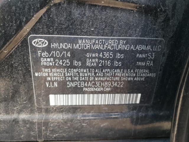 Photo 11 VIN: 5NPEB4AC3EH893422 - HYUNDAI SONATA 