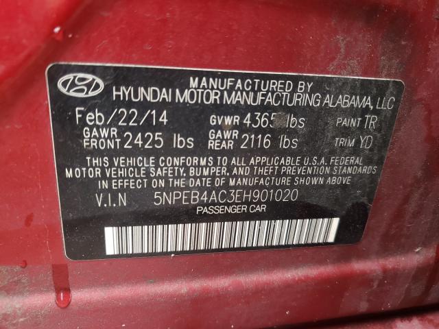 Photo 9 VIN: 5NPEB4AC3EH901020 - HYUNDAI SONATA GLS 