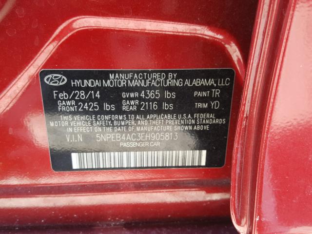 Photo 9 VIN: 5NPEB4AC3EH905813 - HYUNDAI SONATA GLS 