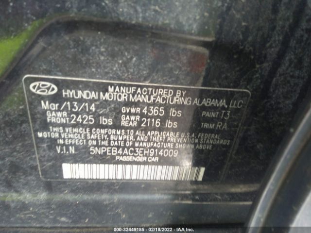 Photo 8 VIN: 5NPEB4AC3EH914009 - HYUNDAI SONATA 