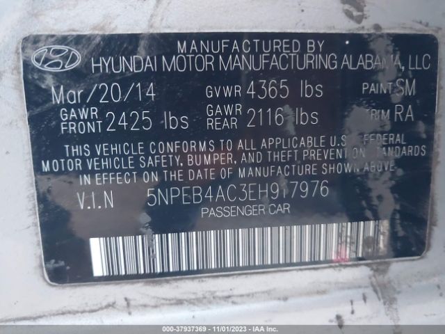 Photo 8 VIN: 5NPEB4AC3EH917976 - HYUNDAI SONATA 