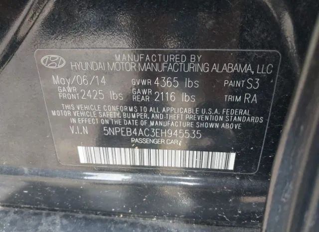 Photo 8 VIN: 5NPEB4AC3EH945535 - HYUNDAI SONATA 