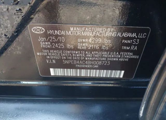 Photo 8 VIN: 5NPEB4AC4BH008723 - HYUNDAI SONATA 